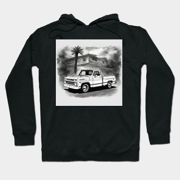 Chevy C-10 Pickup black and white Hoodie by cloudviewv2